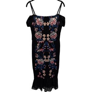 Guess Black Dress with Floral Embroidery